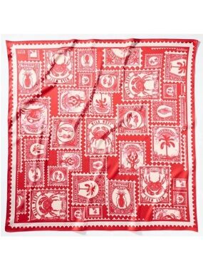 New! Anthropologie Color Icon Red Crab Hair Bag Scarf (28”) NWT
